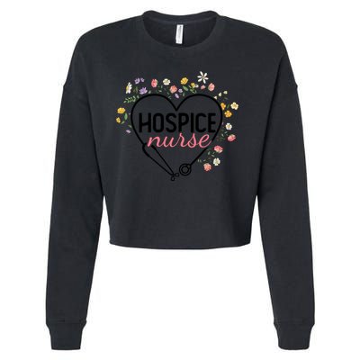 Floral Stethoscope Heart Nursing Hospice Nurse Funny Gift Cropped Pullover Crew