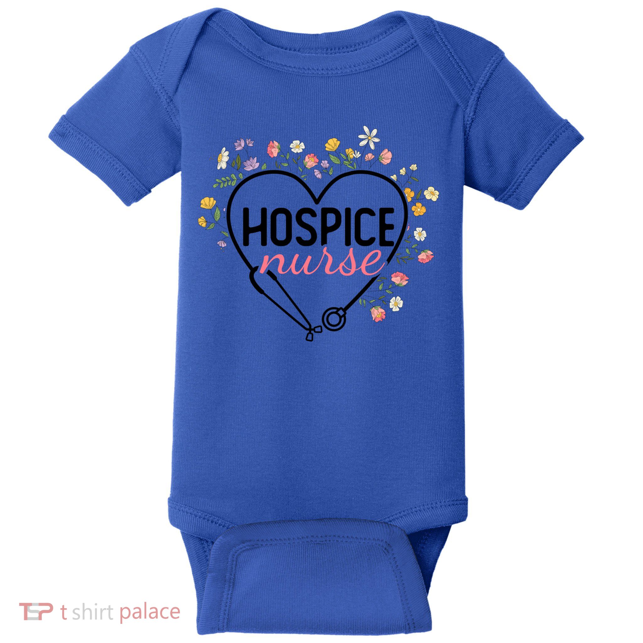 Floral Stethoscope Heart Nursing Hospice Nurse Funny Gift Baby Bodysuit