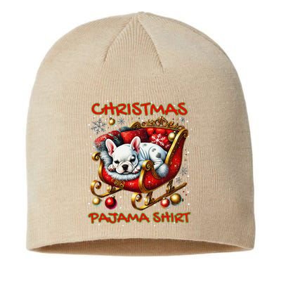 Frenchie Santa Hat & Christmas Lights Cute French Bulldog Sustainable Beanie