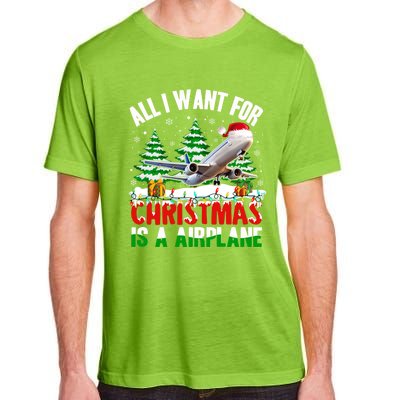 Funny Santa Hat I Want For Christmas Is A Airplane Ugly Xmas Cool Gift Adult ChromaSoft Performance T-Shirt