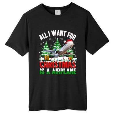 Funny Santa Hat I Want For Christmas Is A Airplane Ugly Xmas Cool Gift Tall Fusion ChromaSoft Performance T-Shirt