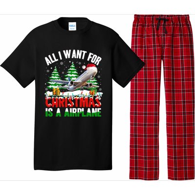 Funny Santa Hat I Want For Christmas Is A Airplane Ugly Xmas Cool Gift Pajama Set