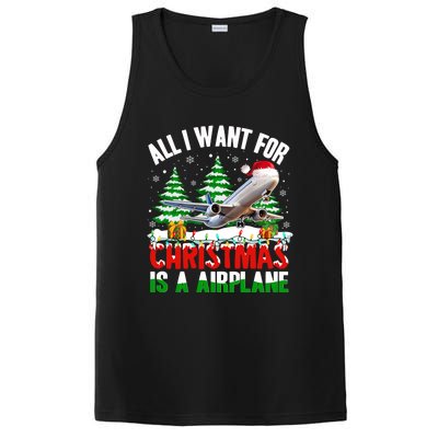 Funny Santa Hat I Want For Christmas Is A Airplane Ugly Xmas Cool Gift PosiCharge Competitor Tank