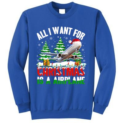 Funny Santa Hat I Want For Christmas Is A Airplane Ugly Xmas Cool Gift Sweatshirt