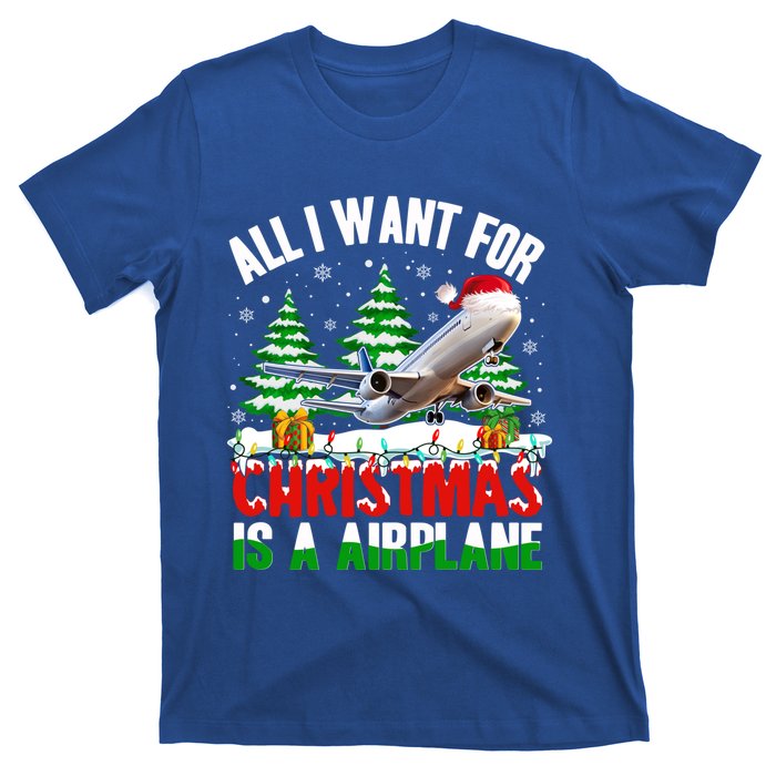 Funny Santa Hat I Want For Christmas Is A Airplane Ugly Xmas Cool Gift T-Shirt