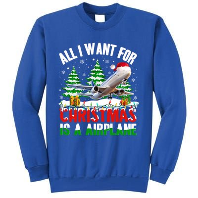 Funny Santa Hat I Want For Christmas Is A Airplane Ugly Xmas Cool Gift Tall Sweatshirt