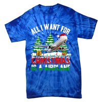 Funny Santa Hat I Want For Christmas Is A Airplane Ugly Xmas Cool Gift Tie-Dye T-Shirt