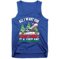 Funny Santa Hat I Want For Christmas Is A Airplane Ugly Xmas Cool Gift Tank Top