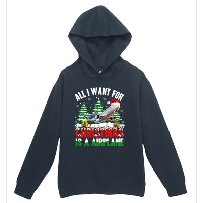 Funny Santa Hat I Want For Christmas Is A Airplane Ugly Xmas Cool Gift Urban Pullover Hoodie