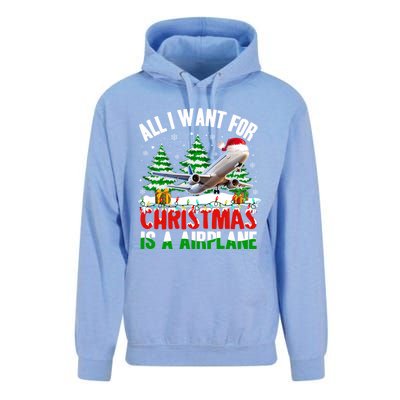 Funny Santa Hat I Want For Christmas Is A Airplane Ugly Xmas Cool Gift Unisex Surf Hoodie