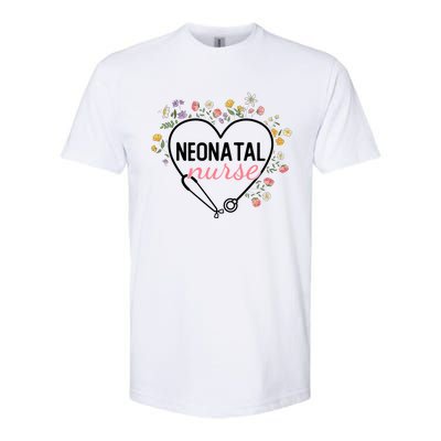 Floral Stethoscope Heart Nursing Neonatal Nurse Gift Softstyle® CVC T-Shirt