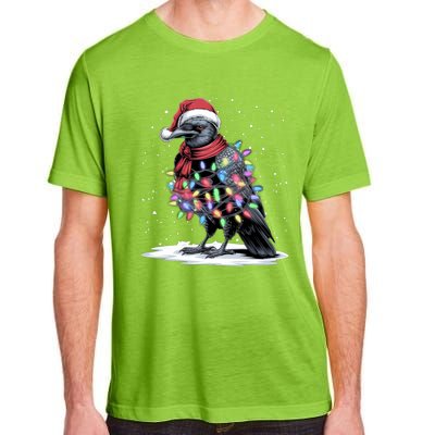 Funny Santa Hat Crow Crow Christmas Tree Lights Adult ChromaSoft Performance T-Shirt