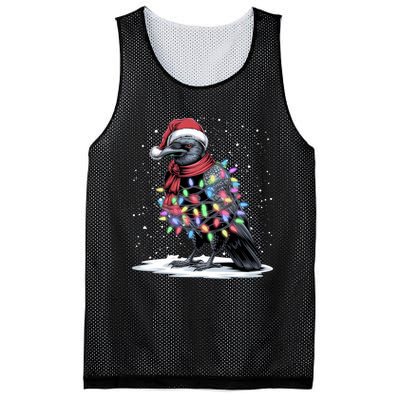 Funny Santa Hat Crow Crow Christmas Tree Lights Mesh Reversible Basketball Jersey Tank