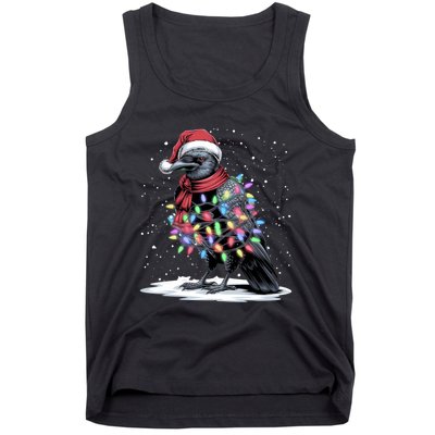 Funny Santa Hat Crow Crow Christmas Tree Lights Tank Top