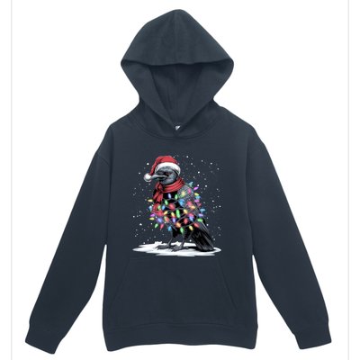 Funny Santa Hat Crow Crow Christmas Tree Lights Urban Pullover Hoodie