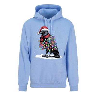 Funny Santa Hat Crow Crow Christmas Tree Lights Unisex Surf Hoodie