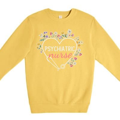 Floral Stethoscope Heart Nursing Psychiatric Nurse Gift Premium Crewneck Sweatshirt