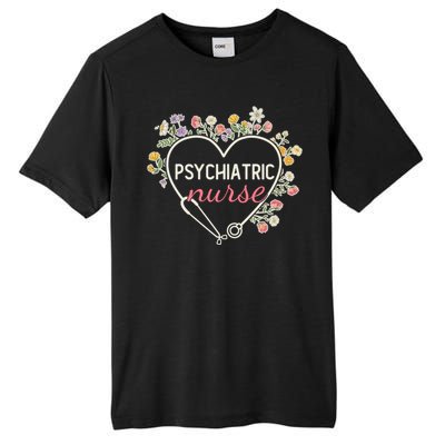 Floral Stethoscope Heart Nursing Psychiatric Nurse Gift Tall Fusion ChromaSoft Performance T-Shirt