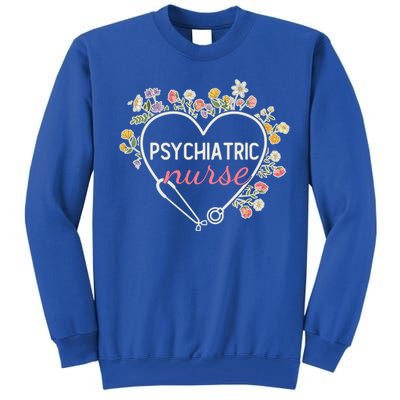 Floral Stethoscope Heart Nursing Psychiatric Nurse Gift Tall Sweatshirt