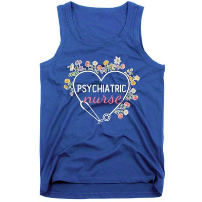 Floral Stethoscope Heart Nursing Psychiatric Nurse Gift Tank Top