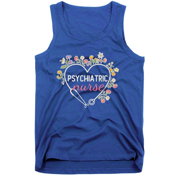 Floral Stethoscope Heart Nursing Psychiatric Nurse Gift Tank Top