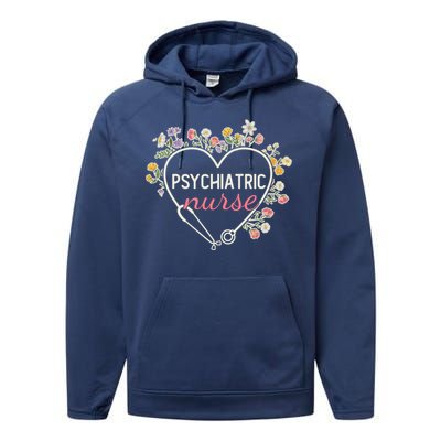 Floral Stethoscope Heart Nursing Psychiatric Nurse Gift Performance Fleece Hoodie