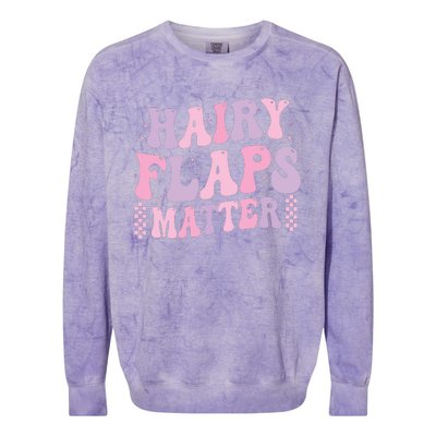 Funny Saying Hairy Flaps Matter Rude Joke Naughty Colorblast Crewneck Sweatshirt