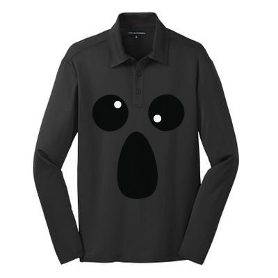 Funny Spooky Halloween Ghost Face Lazy Costume Silk Touch Performance Long Sleeve Polo