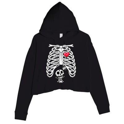 Funny Spooky Halloween Pregnancy Announcement Costume Crop Fleece Hoodie