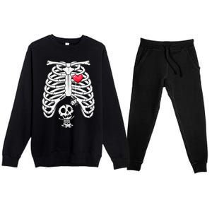 Funny Spooky Halloween Pregnancy Announcement Costume Premium Crewneck Sweatsuit Set