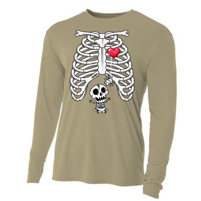 Funny Spooky Halloween Pregnancy Announcement Costume Cooling Performance Long Sleeve Crew