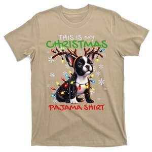 Frenchie Santa Hat & Christmas Lights Cute French Bulldog T-Shirt