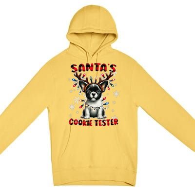 Frenchie Santa Hat & Christmas Lights Cute French Bulldog Premium Pullover Hoodie