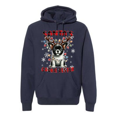 Frenchie Santa Hat & Christmas Lights Cute French Bulldog Premium Hoodie