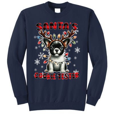 Frenchie Santa Hat & Christmas Lights Cute French Bulldog Tall Sweatshirt