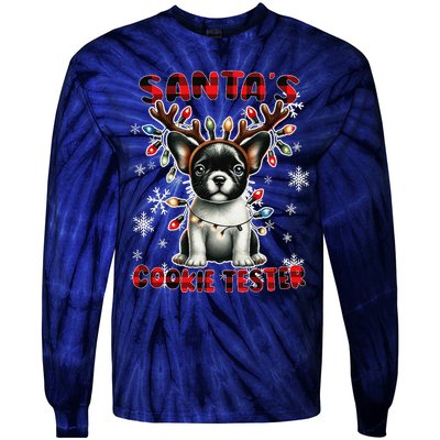 Frenchie Santa Hat & Christmas Lights Cute French Bulldog Tie-Dye Long Sleeve Shirt