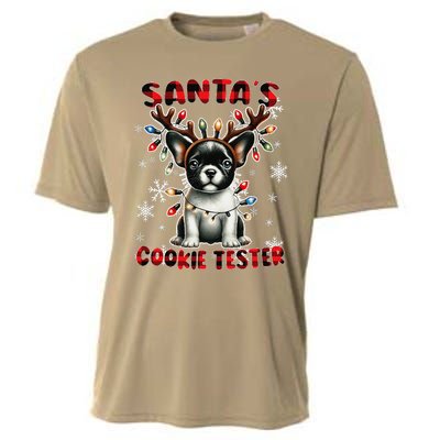 Frenchie Santa Hat & Christmas Lights Cute French Bulldog Cooling Performance Crew T-Shirt