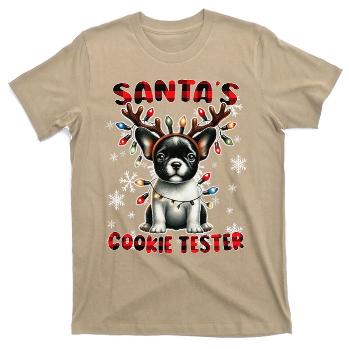 Frenchie Santa Hat & Christmas Lights Cute French Bulldog T-Shirt