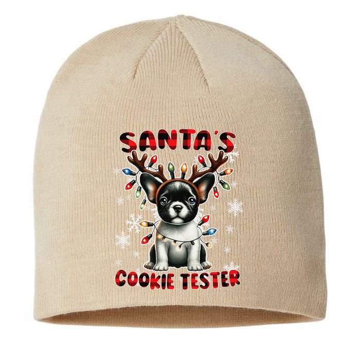 Frenchie Santa Hat & Christmas Lights Cute French Bulldog Sustainable Beanie