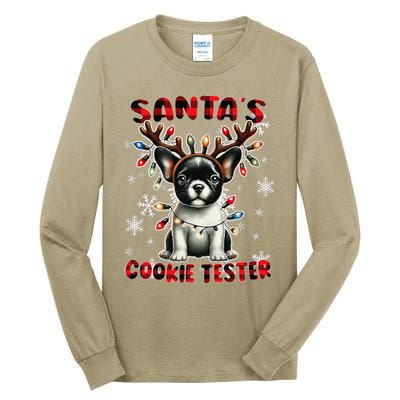 Frenchie Santa Hat & Christmas Lights Cute French Bulldog Tall Long Sleeve T-Shirt