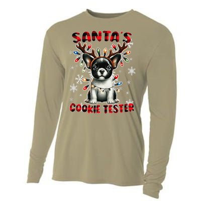 Frenchie Santa Hat & Christmas Lights Cute French Bulldog Cooling Performance Long Sleeve Crew