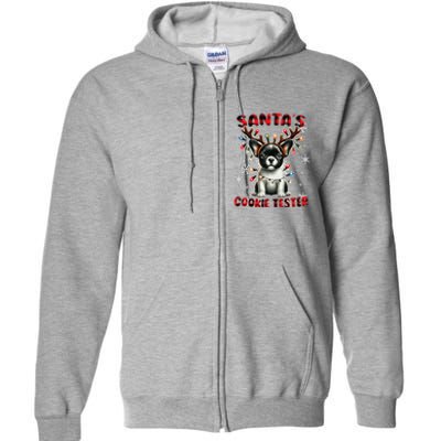 Frenchie Santa Hat & Christmas Lights Cute French Bulldog Full Zip Hoodie