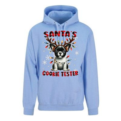 Frenchie Santa Hat & Christmas Lights Cute French Bulldog Unisex Surf Hoodie