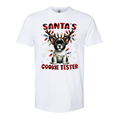 Frenchie Santa Hat & Christmas Lights Cute French Bulldog Softstyle CVC T-Shirt