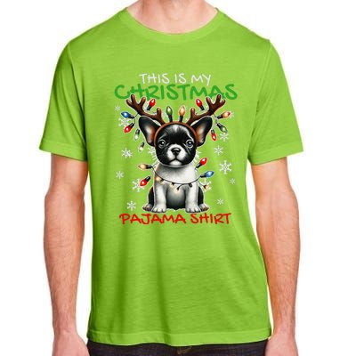 Frenchie Santa Hat & Christmas Lights Cute French Bulldog Adult ChromaSoft Performance T-Shirt