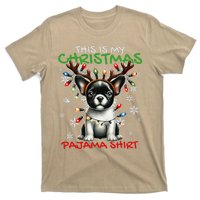 Frenchie Santa Hat & Christmas Lights Cute French Bulldog T-Shirt