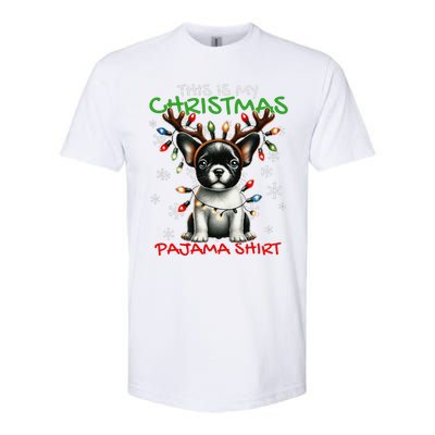 Frenchie Santa Hat & Christmas Lights Cute French Bulldog Softstyle® CVC T-Shirt