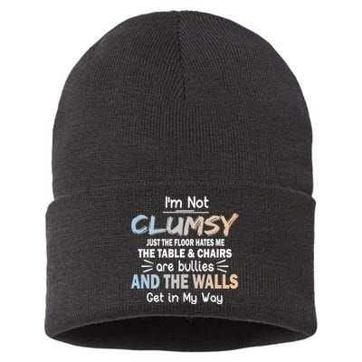 Funny Sayings Humor Joke I Am Not Clumsy Sarcastic Hilarious Sustainable Knit Beanie