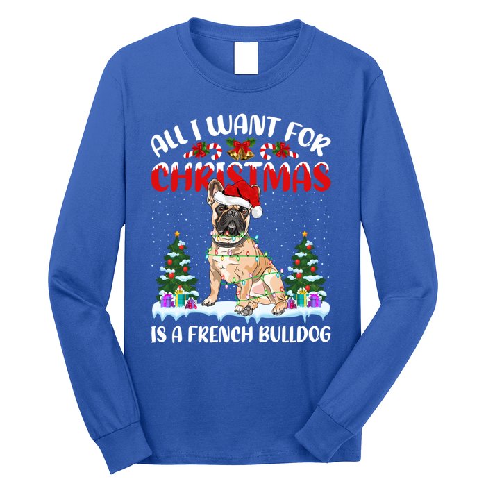 Funny Santa Hat All I Want For Christmas Is A French Bulldog Meaningful Gift Long Sleeve Shirt