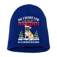 Funny Santa Hat All I Want For Christmas Is A French Bulldog Meaningful Gift Short Acrylic Beanie